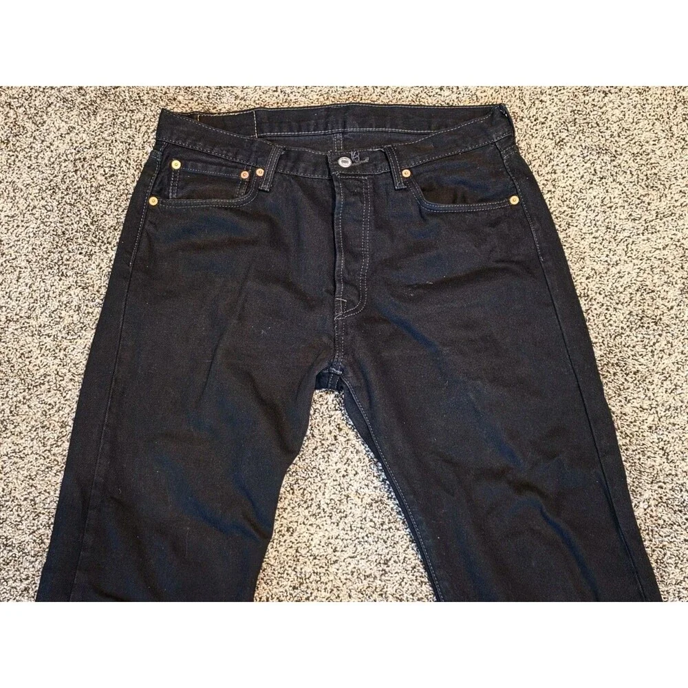 Levis 501 Jeans Mens 34x34 Black Straight Leg Button Fly Denim Grunge Classic
